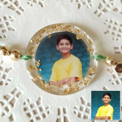 Photo Personalized Round Shape Resin Rakhi