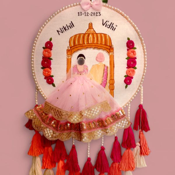  Gurudwara theme embroidered hoop with tassels